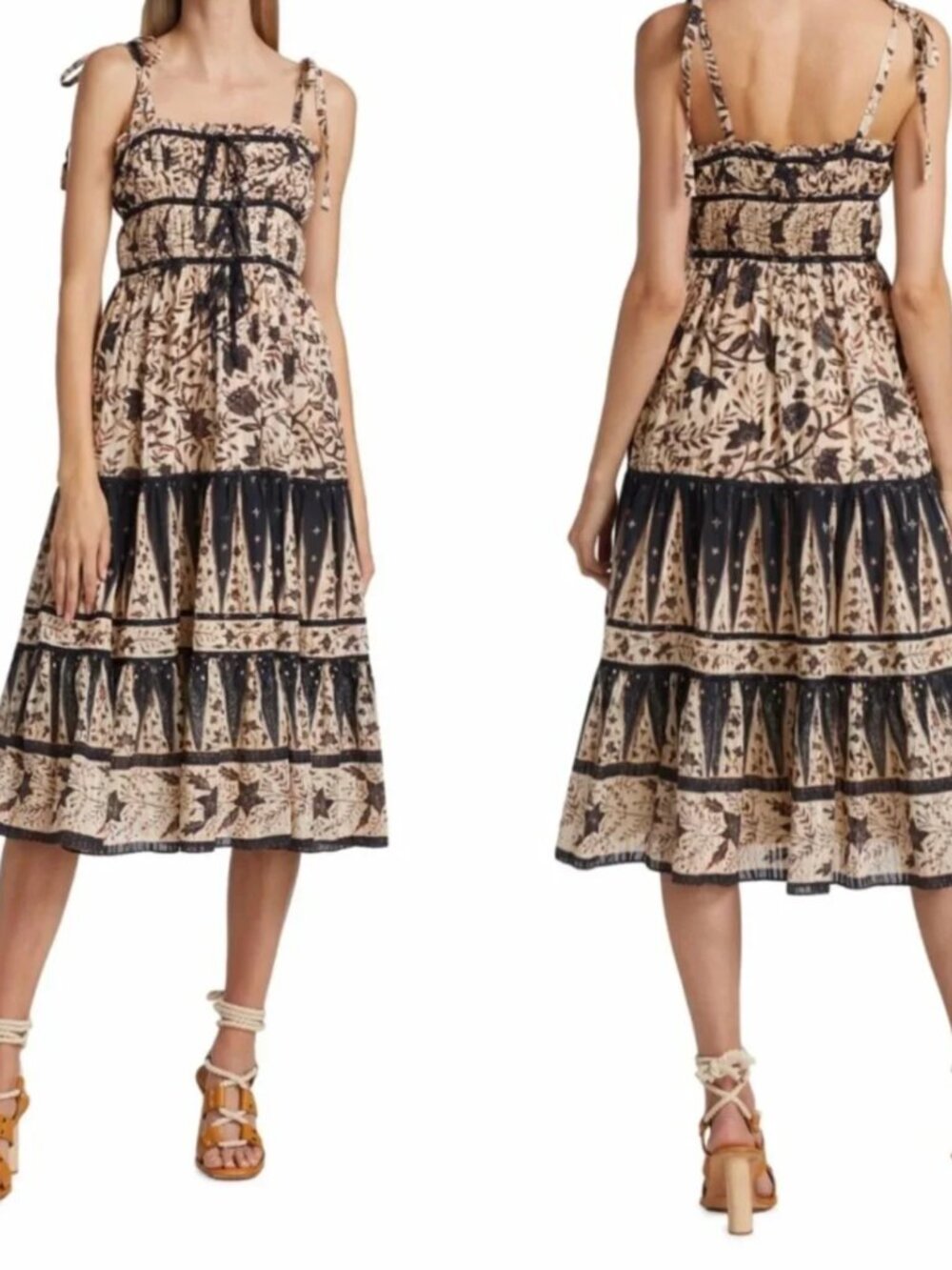 Ulla Johnson Indah in Plumeria Shirred Midi Sleeveless Dress